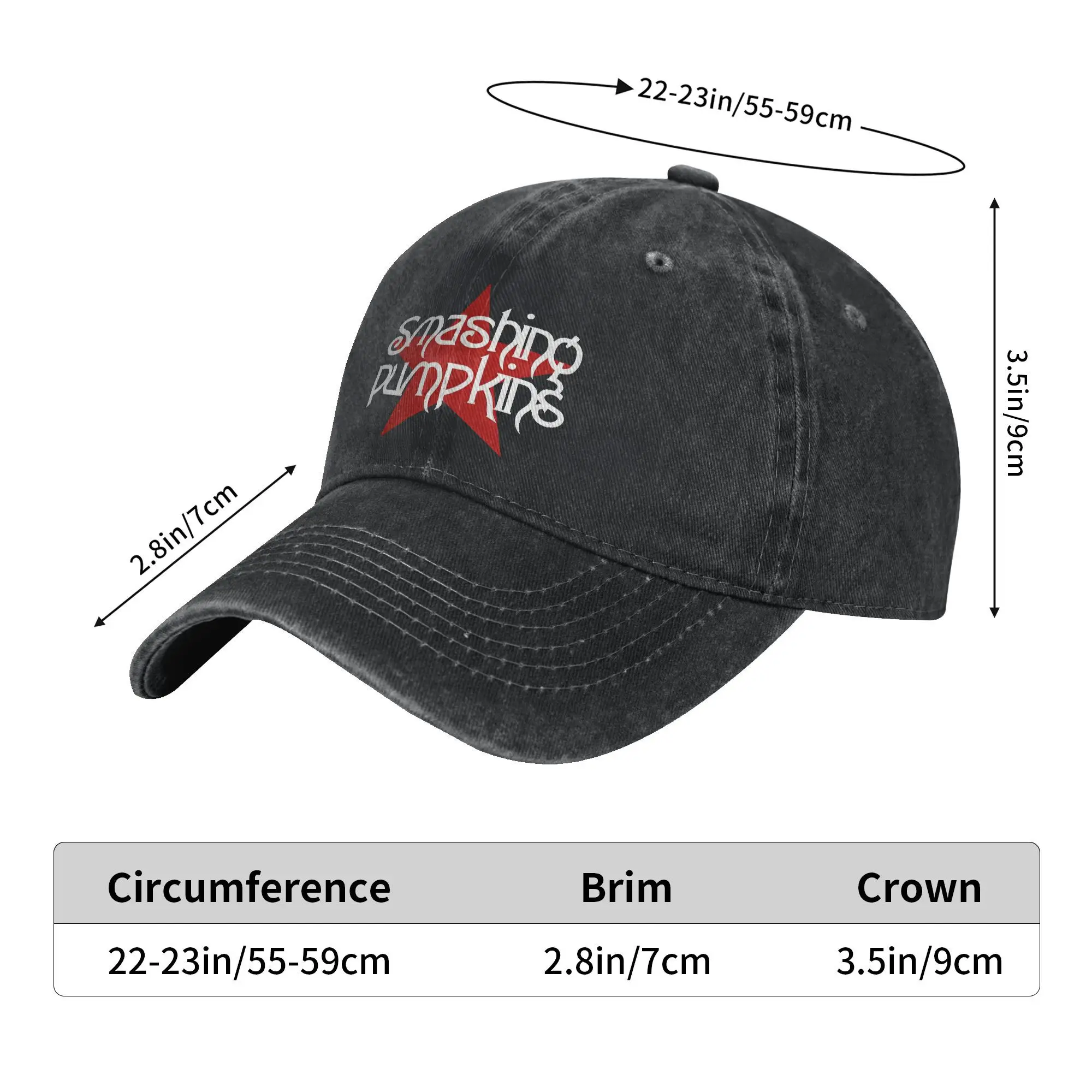 Unisex Smashing Pumpkins Rock Band Print Hat Vintage Distressed Cotton  Baseball Cap Adjustable