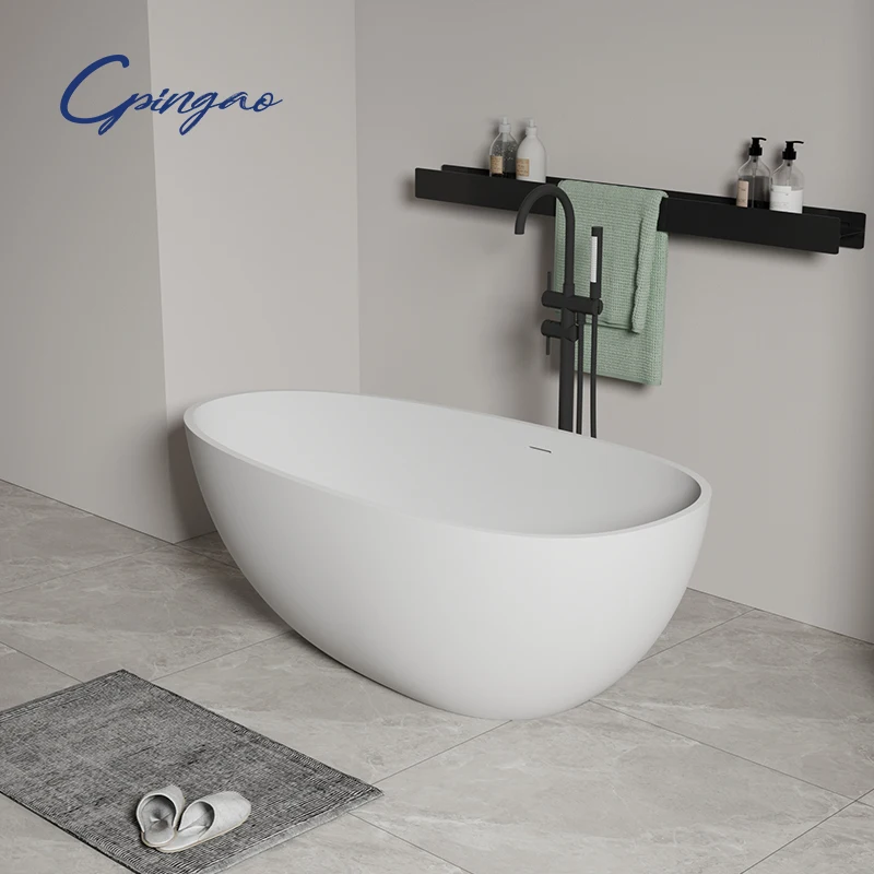Freestanding Soaking Bathtub, Artificial Stone, Solid Surface, 1.4m-1.8m (55-71inch) Length, Modern Hotel Acrylic Resin Tub