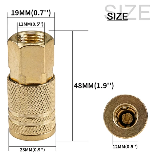 Imagen 2 del producto Adaptador de acoplador de conector de acoplamiento rápido para compresor de aire, accesorio neumático NPT de latón macizo de 1/4 pulgadas, 1 ud./2 uds./5 uds./10 Uds.