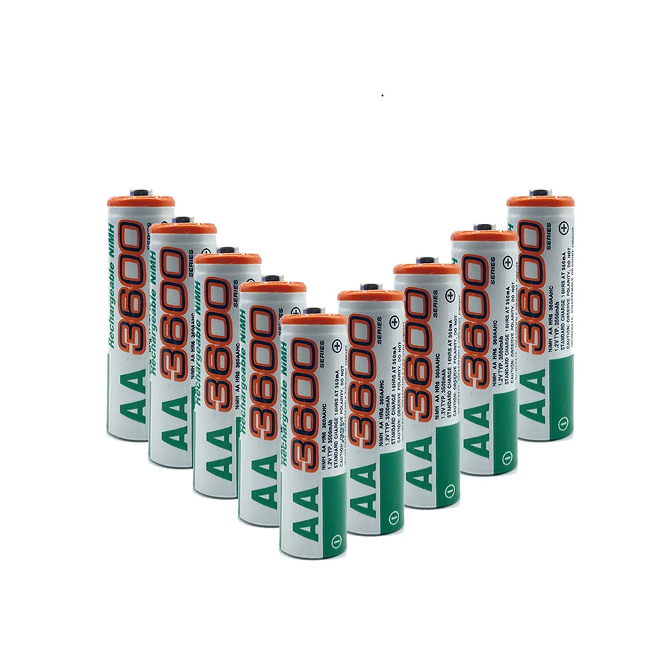 100% nueva batería AA 3600 mAh batería recargable 1,2 V Ni-MH AA batería adecuada para relojes ratones ordenadores 2