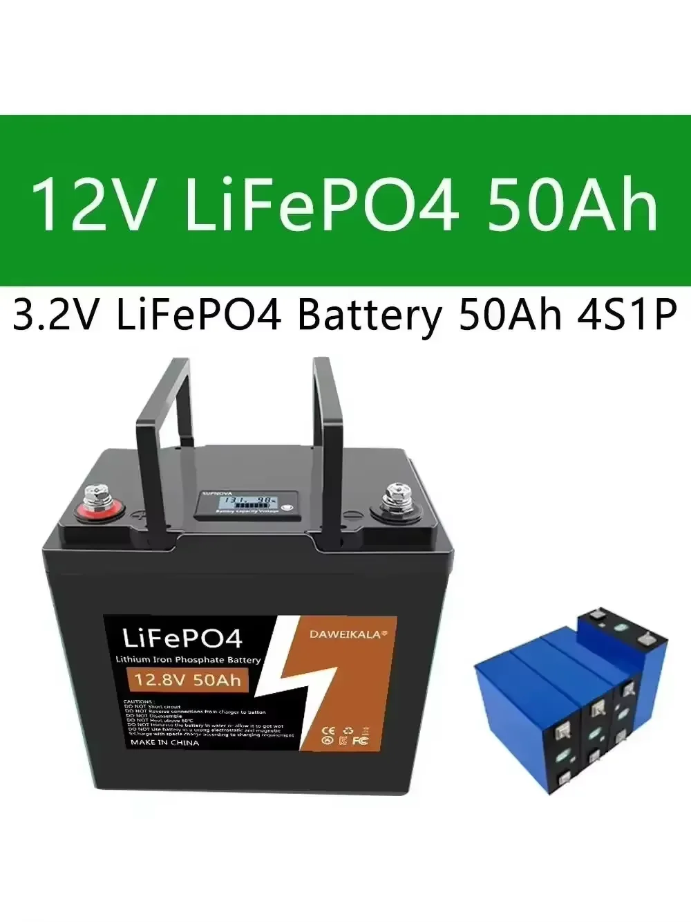 

2025.12V LifePo4 Genuine Rechargeable Lithium Iron Phosphate Battery Pack 12V 50AH Built-In BMS For 24V 36V Solar Cell Tools