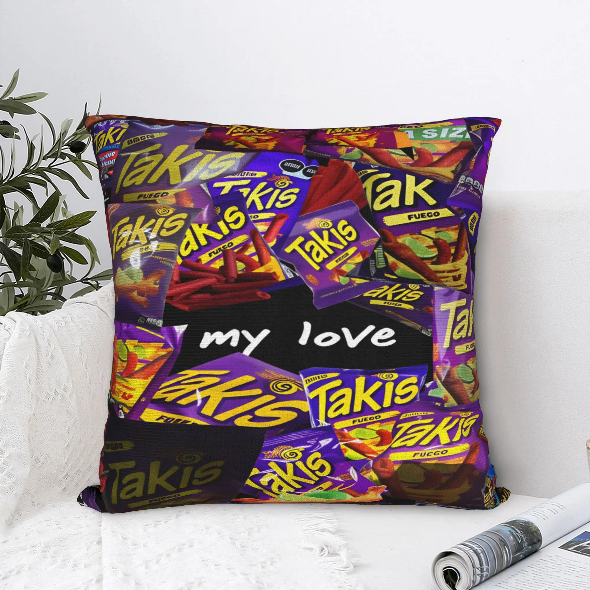 Funda de almohada Takis Chili Chips, funda de almohada divertida y bonita para sofá, cama, fundas de almohada para sala de estar