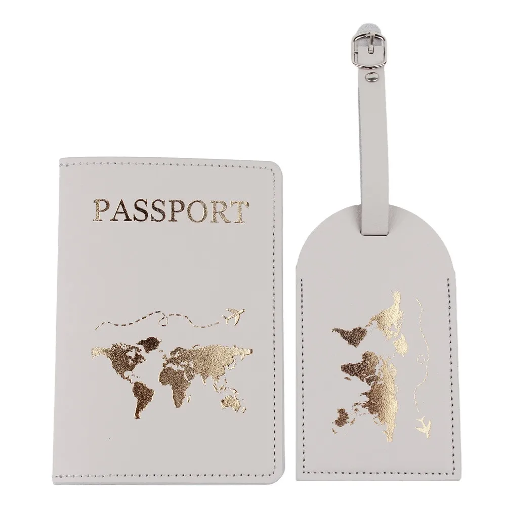 2 Teile/satz Passport Abdeckung Gepäck Koffer Tag Mit Name ID Karte Anti-verloren PU Leder Brieftasche Reise Zubehör Für flug Paare – Detail 9