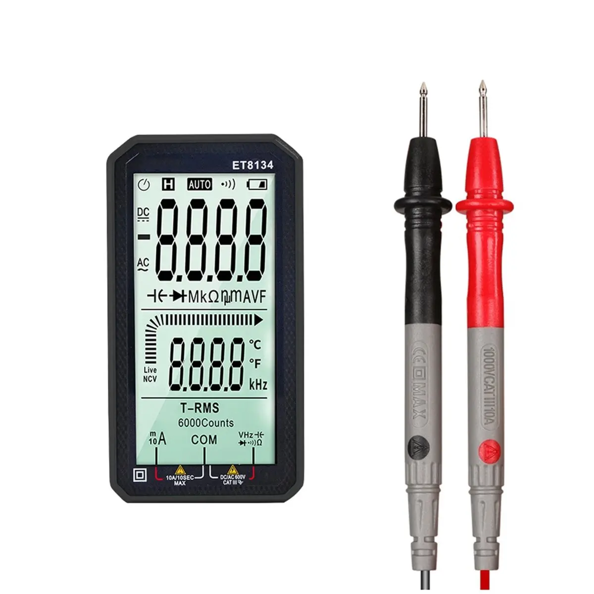 DT89 NEW ET8134 Digital Multimeter 6000 Counts True RMS NCV Auto Range Voltage Current Tester with Flashlight
