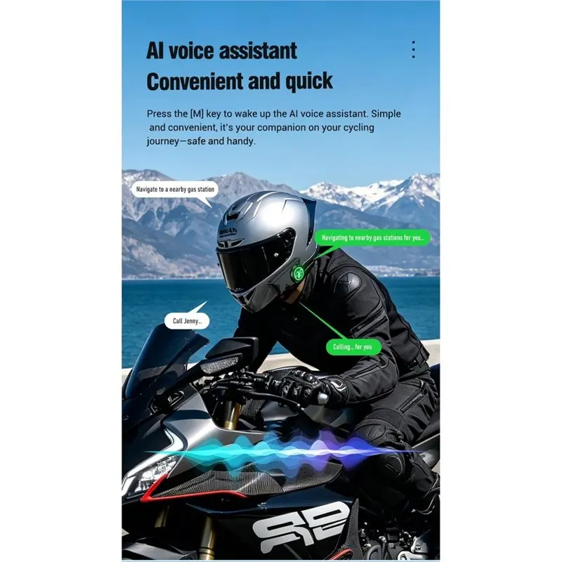 CYL-IPX5 Waterproof V2 Motorcycle Helmet Bluetooth Intercom Headset 6.0, 520M Range, Two-Way Communication Noise Reduction