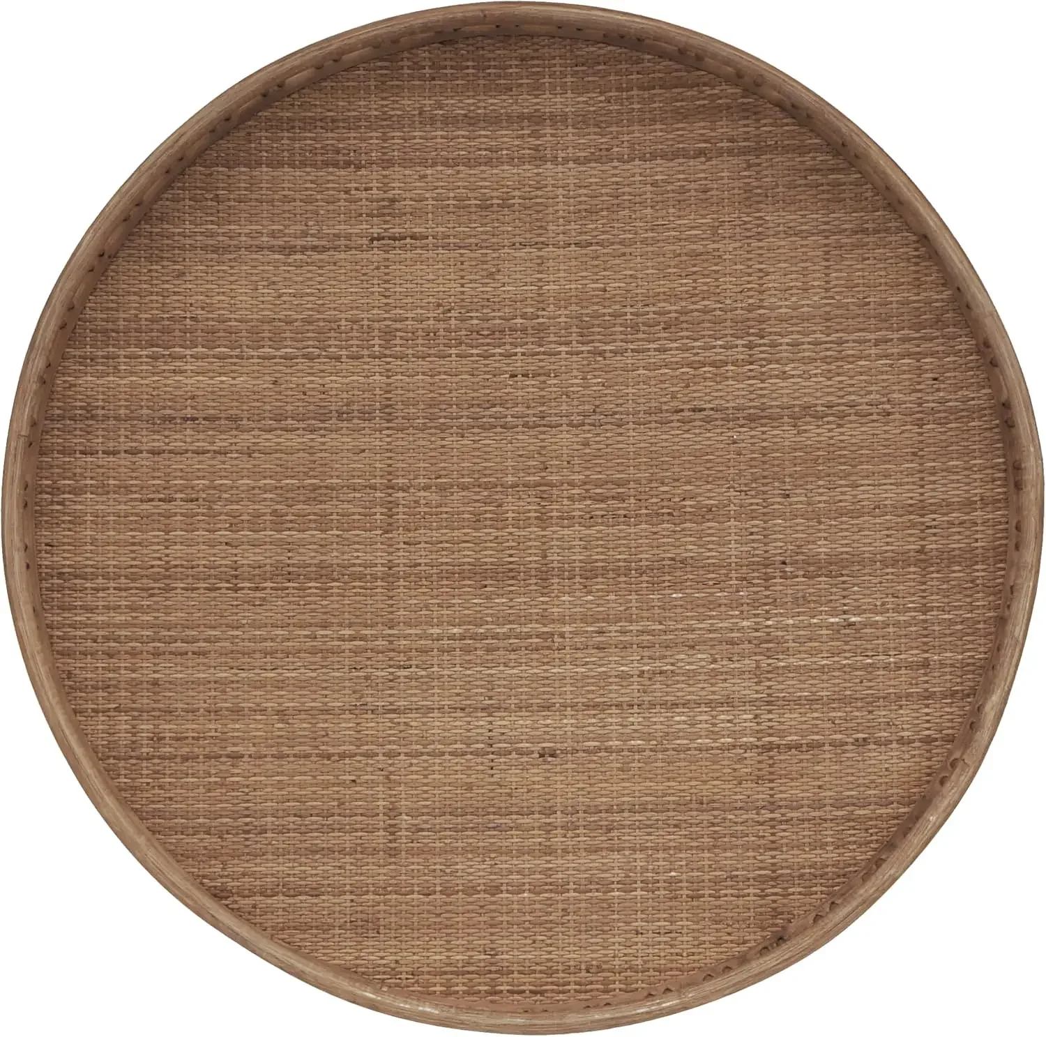 Boho Rattan Coffee Table Round|Handwoven Modern Style Round Wicker Coffee Table for Living Room|32x18 '' Brown