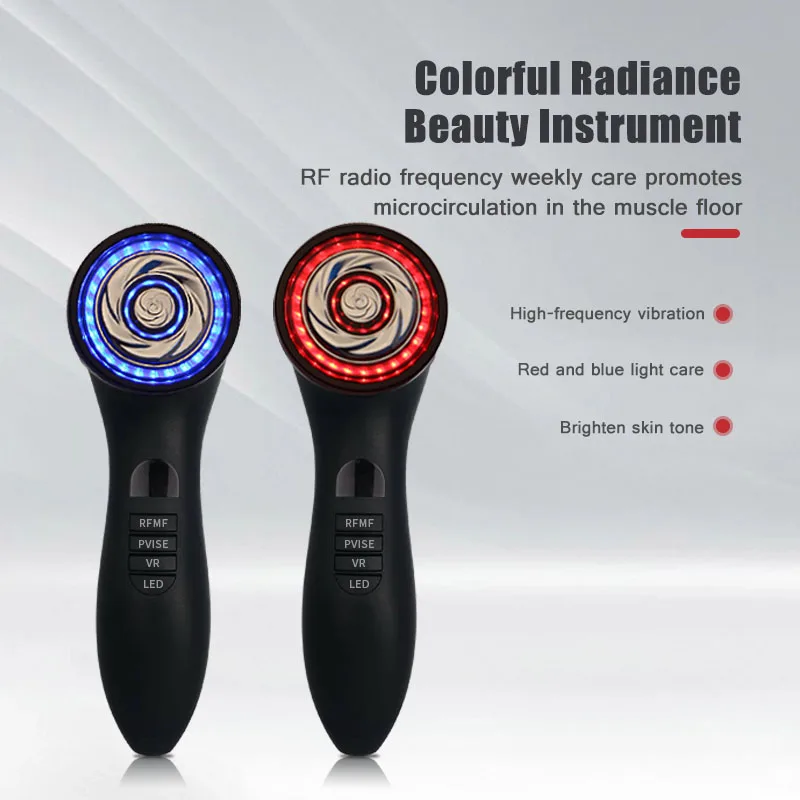Dispositif de beauté portatif multifonctionnel, nettoyage par vibrations et lumière colorée personnalisable, prix de gros, dernière collection 2025