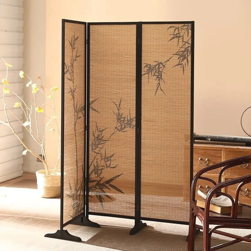 Song Dynasty Aesthetics New Chinese Screen Bamboo Tea Room Partition Bamboo Weaving Living Room Surrounding ** Wind Bamboo Shado