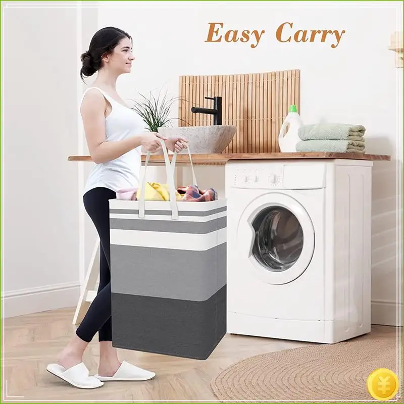 3PCS Collapsible Laundry Basket Waterproof Basket Freestanding Laundry Hamper With Extended Handles For Clothes Toys 75L
