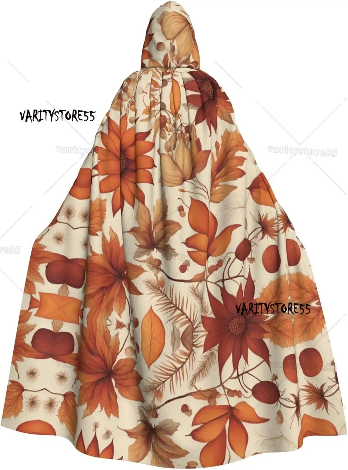 

Autumn Beautiful Floral Prints Hooded Cloak for Halloween Role-Playing and Costume Parties