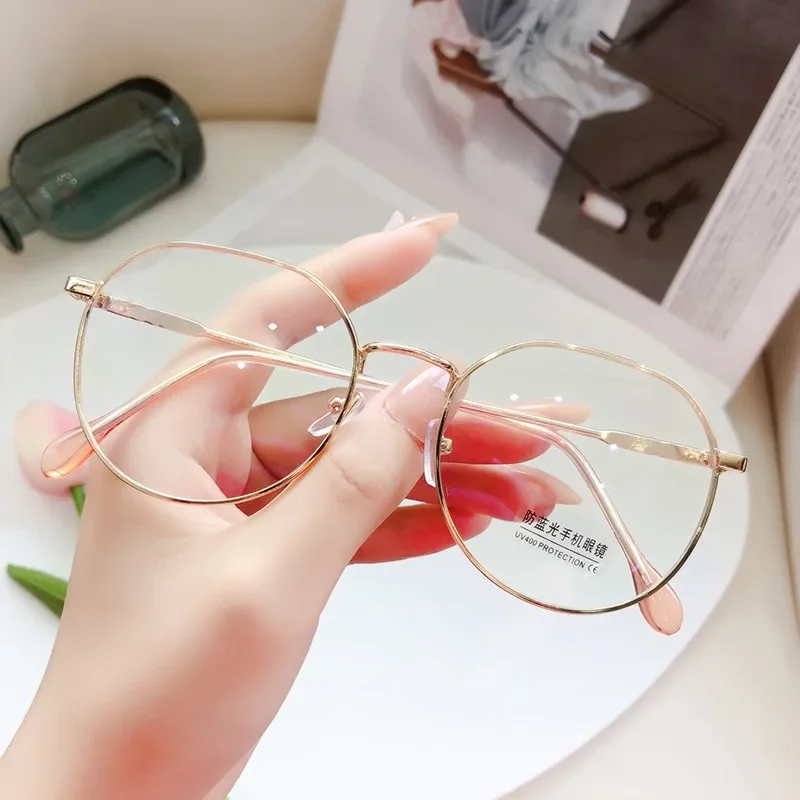 New Fashion Retro Metal Glasses for Women Anti Blue Light Round Frame Female Vintage Optical Spectacles Очки Для Работы За Пк