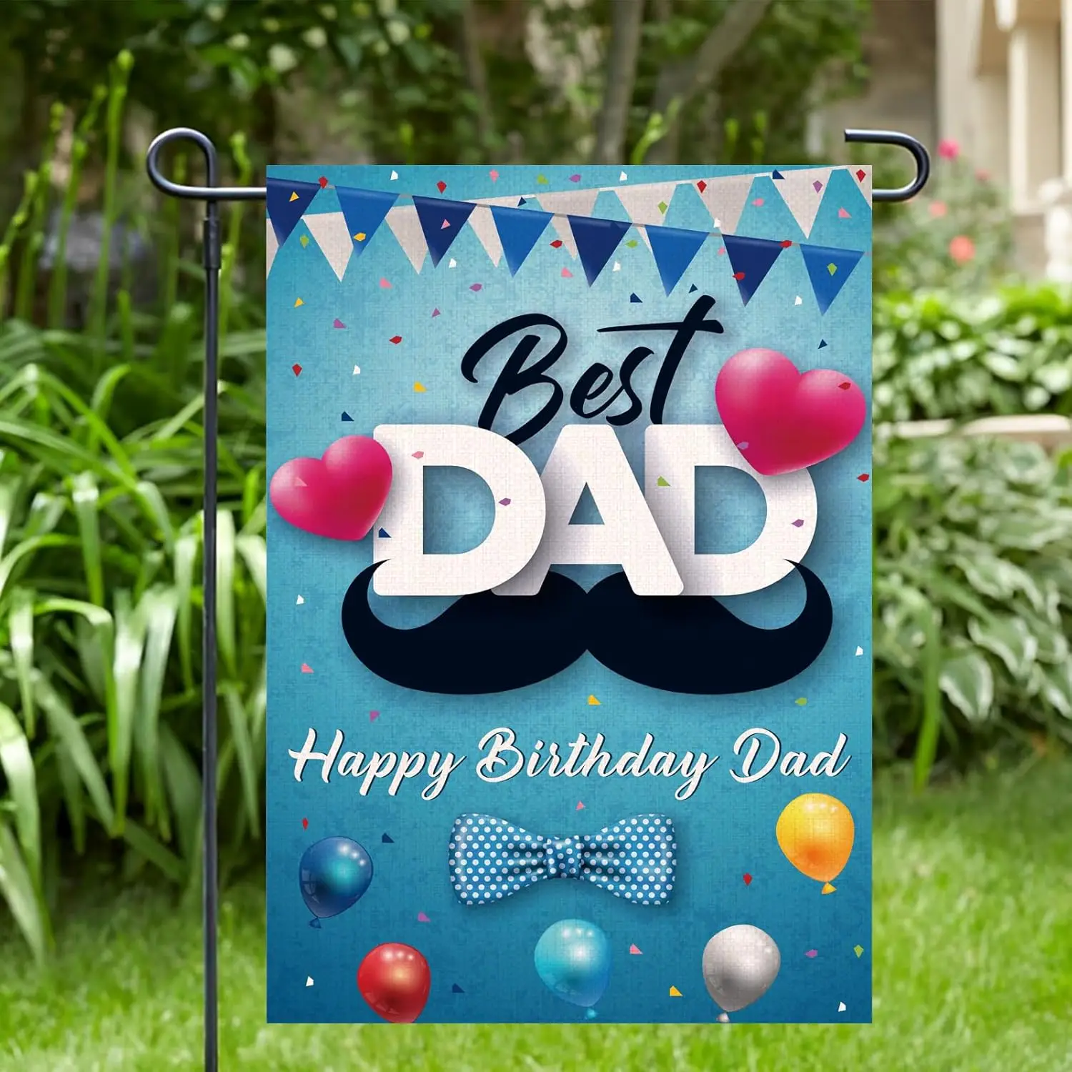 Kimini-Ki Happy Birthday Dad Garden Flag, Men/Father Birthday Garden Flag, PaPa Father Men Birthday Party Yard Lawn Decorations,