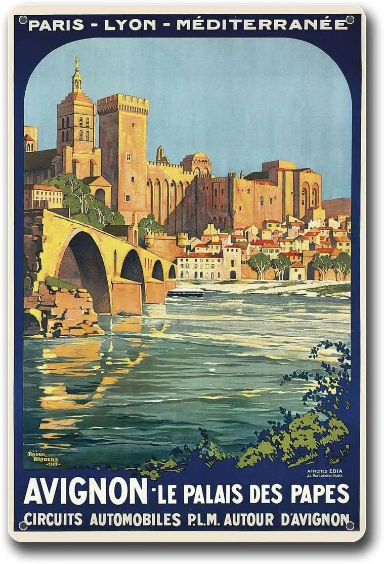 

Металлические алюминиевые вывески Papal Avignon, Южная Франция, Ретро путешествия, подходят для домашнего бара, кафе, украшения фермерского дома, 8x12 дюймов, жестяная вывеска