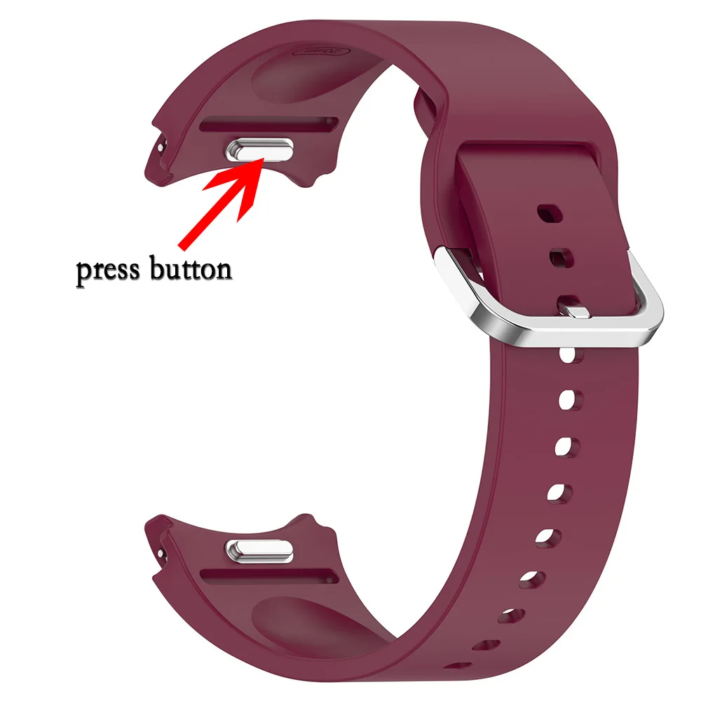 삼성 워치 하이 퀄리티 실리콘 시계 밴드, 실버 버클 손목 밴드 교체, 20mm 스트랩, 7, 6, 5, 4, FE