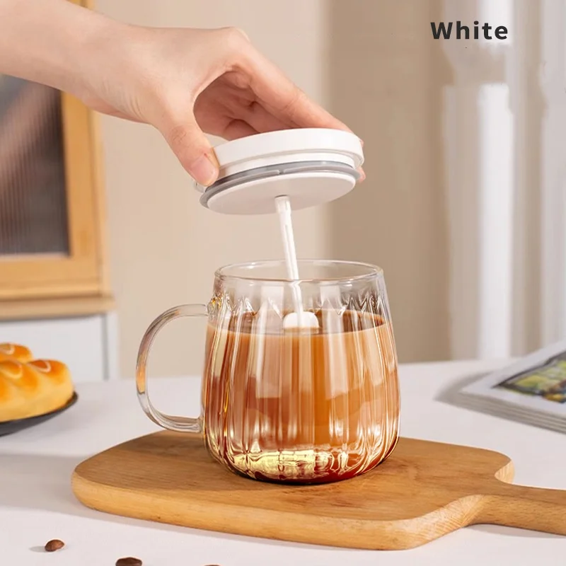 Electric Coffee Blender Electromagnetic Rotating High Boron Glass Mug with Lid and Handle Suitable for Home Office Travel