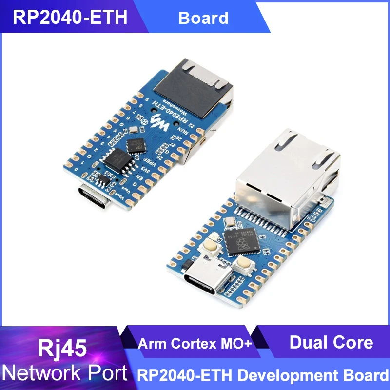 

Raspberry Pi RP2040-ETH Microcontroller Development Board Rj45 Network Port Module Based on Official RP2040 Dual Core Processor