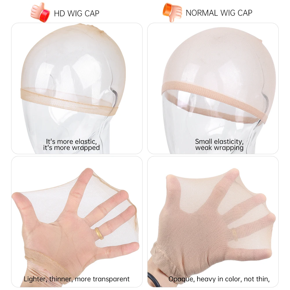 Ultra HD Wig Stocking Caps para Lace Front Wig, rede de cabelo, HD Mesh Cap, elástico, 10pcs por lote