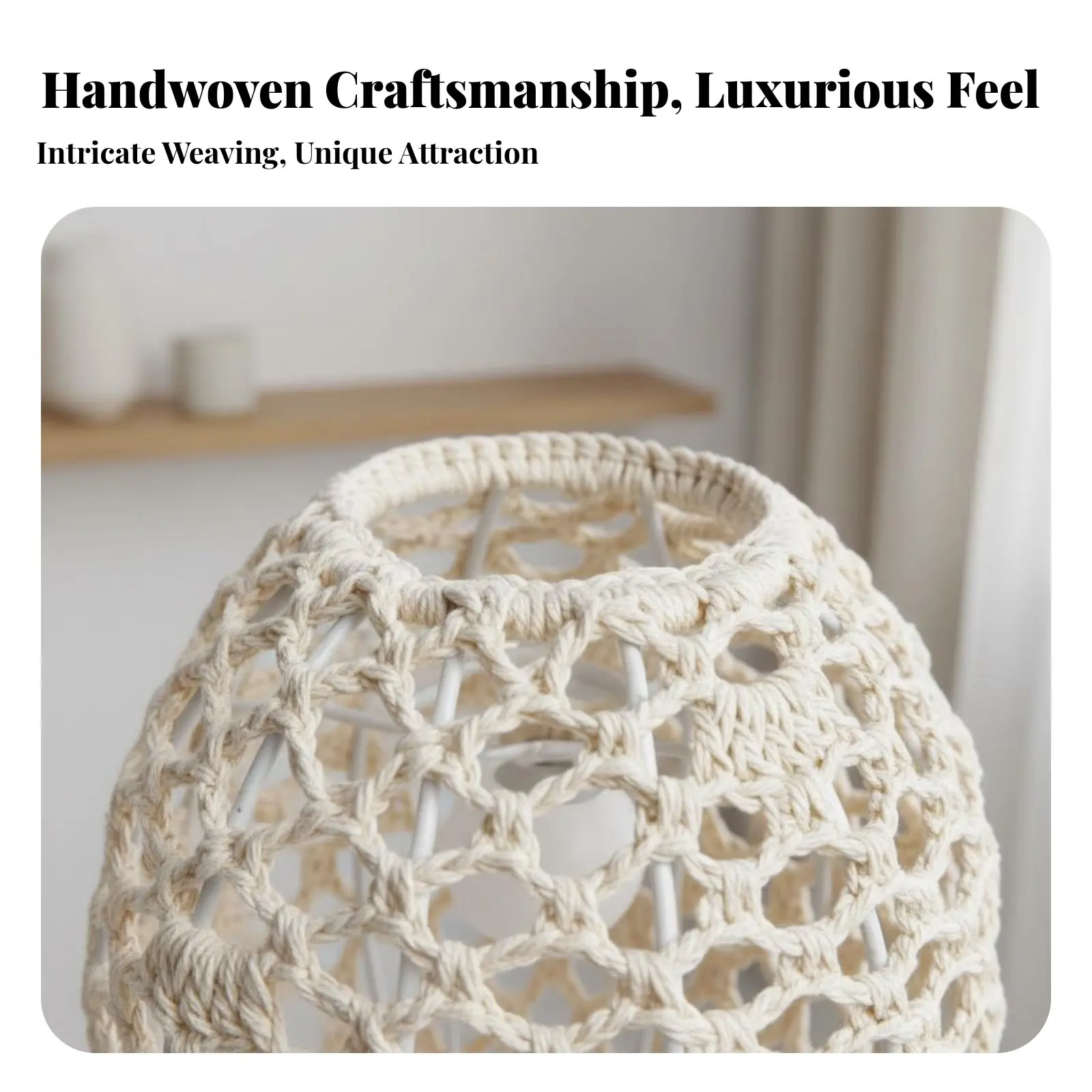 

Абажур из макраме: натуральный, эстетичный, плетеный из веревки, ручной работы, создает теплую атмосферу для гостиной