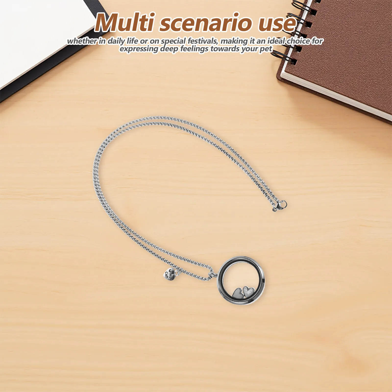 

Cat Hair Keepsake Necklace Stainless Steel DIY Pet Memorial Pendant Ashes Urn Circle Memory Jewelry Pet Sympathy Memorial