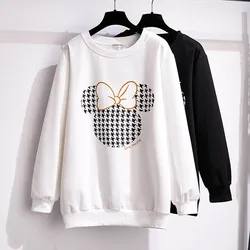 175Kg Plus Size Women's Bust 170 Spring Autumn New Loose Round Neck Cartoon Sweatshirt Black White 6XL 7XL 8XL 9XL 10XL 11XL