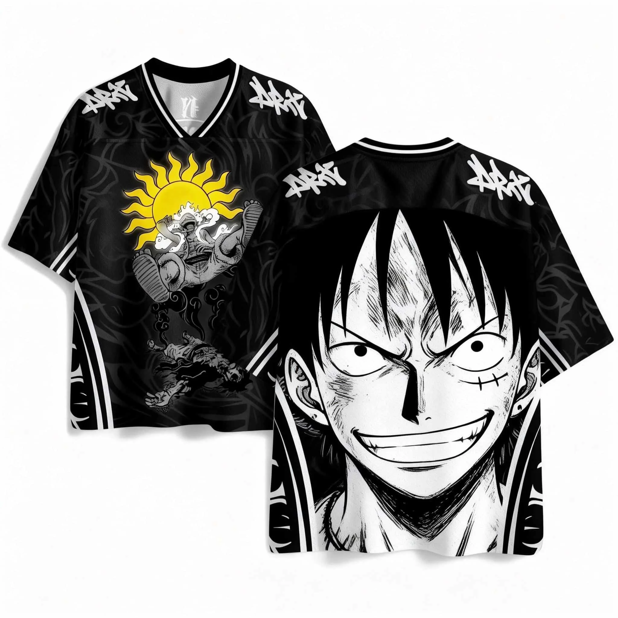 2026 Neues One Piece Gear 5 Nikka Luffy Anime-Zubehör-Jersey, Mesh Schnelltrocknend Lockerer Street-Style Kurzarm Familien-Set – Detail 9