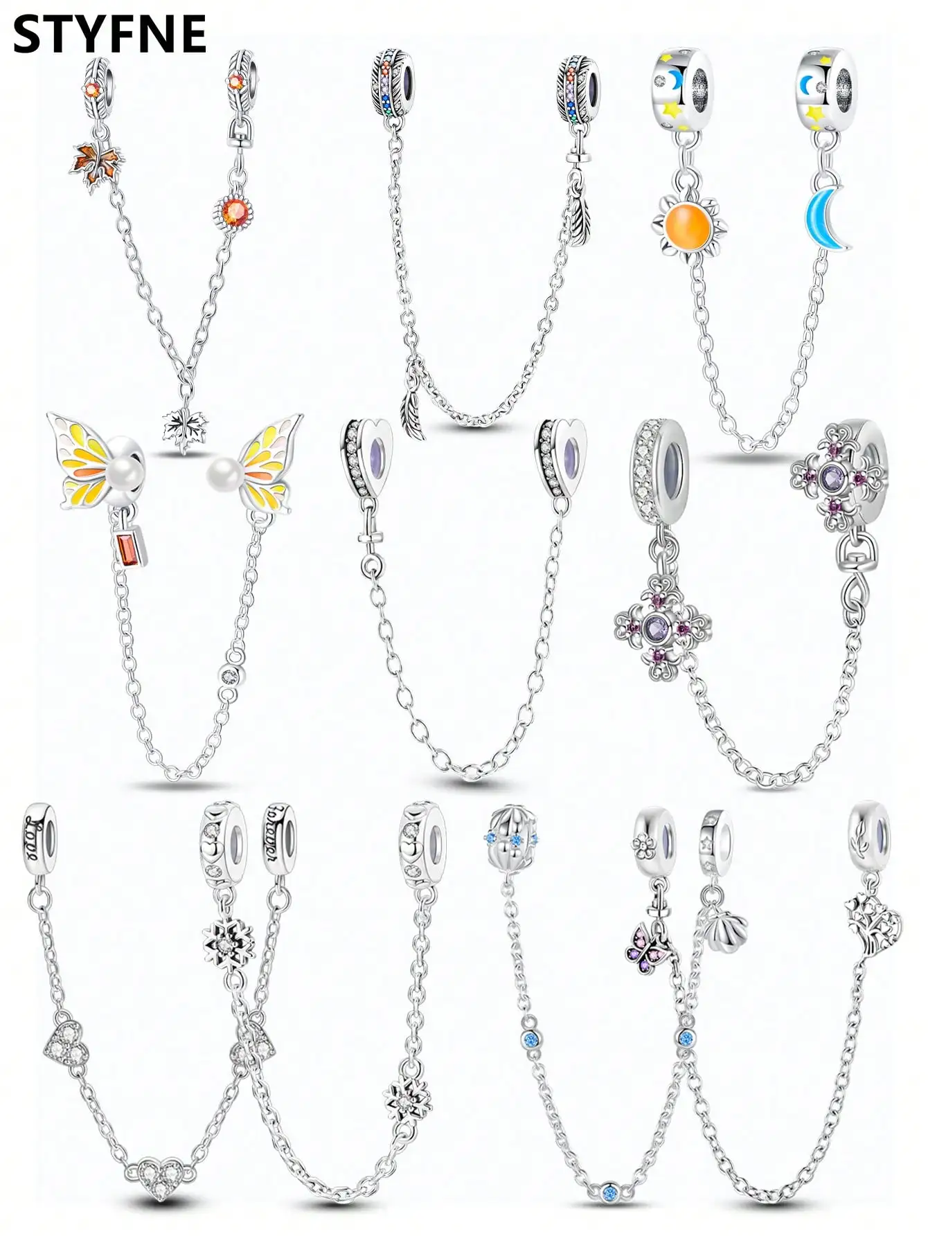 Charms Plata Sun Moon Butterfly Beads Charm Silver Plated Fit Charms Silver 925 Original Bracelet for Jewelry Making DIY Charm