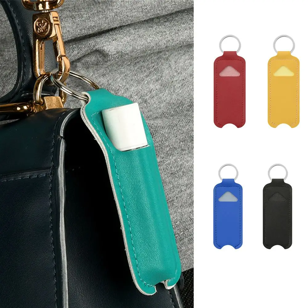 New PU Leather Lip Balm Bag Lippy Clip Lipstick Stand Keychain Holder Chapstick Holder Key Ring Holder Lipstick Keychain Bag