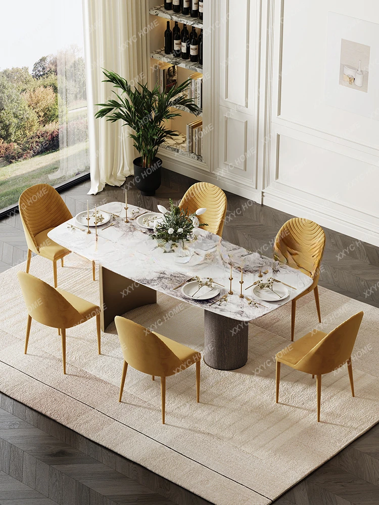 

Light Luxury Natural Marble Rectangular Dining Table Home Dining Table