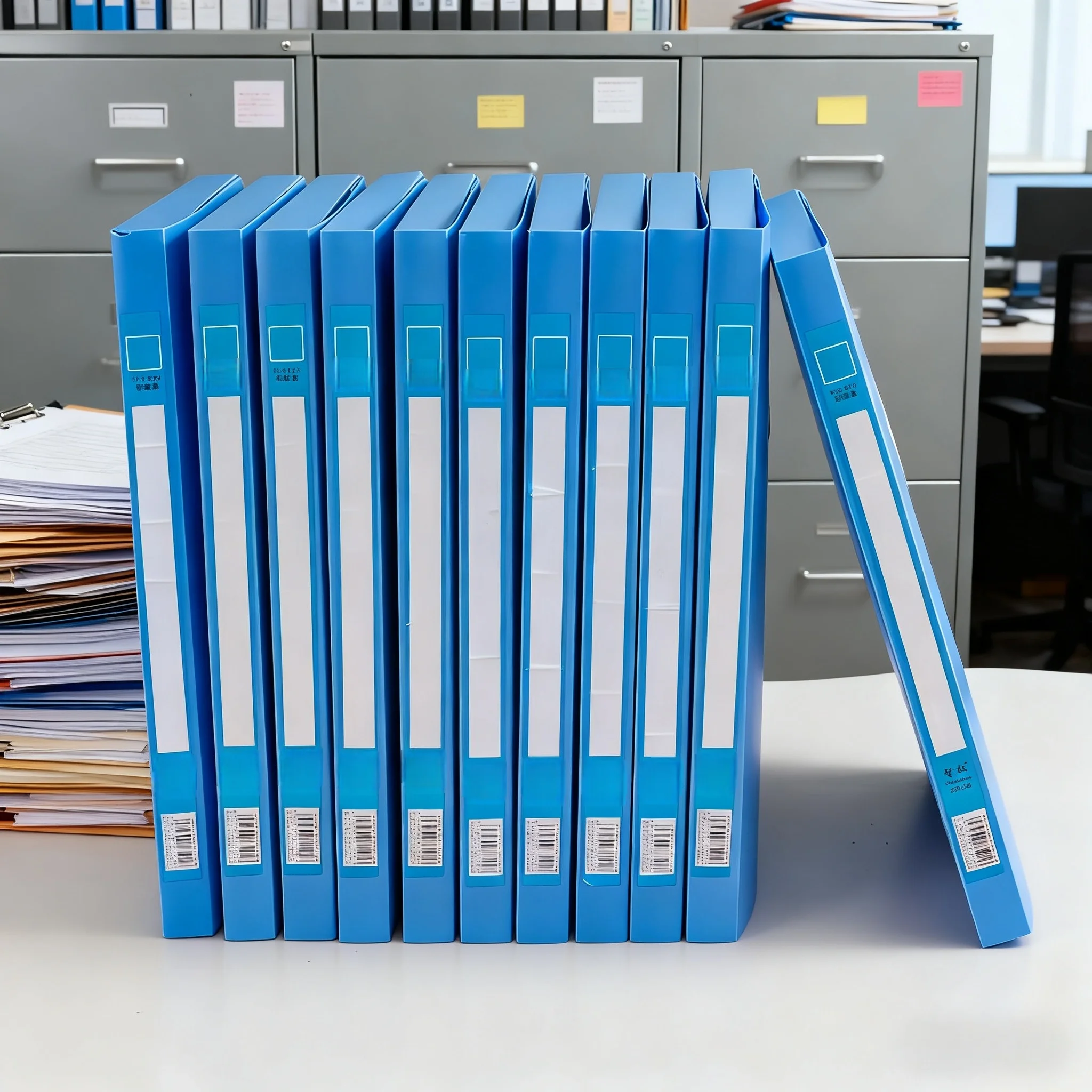 11-Piece A4 Plastic File Box, Thickened Document Storage Box, Foldable Storage Box, Financial Voucher Data Box, Folder for Office Use