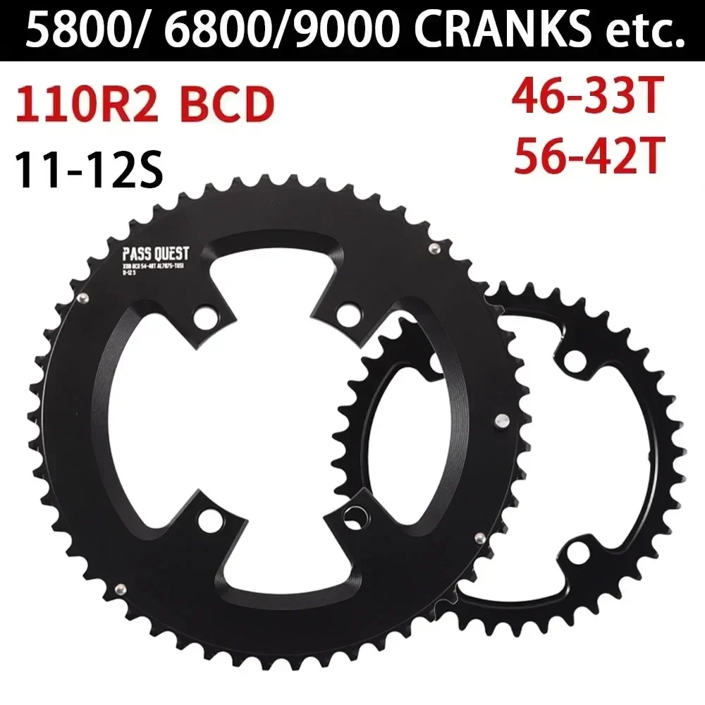 PASS QUEST 110 bcd chainring road bike 2X Narrow wide with bolts Chain ring for Shimano dura ace 9000 5800 6800 11 12 speeds