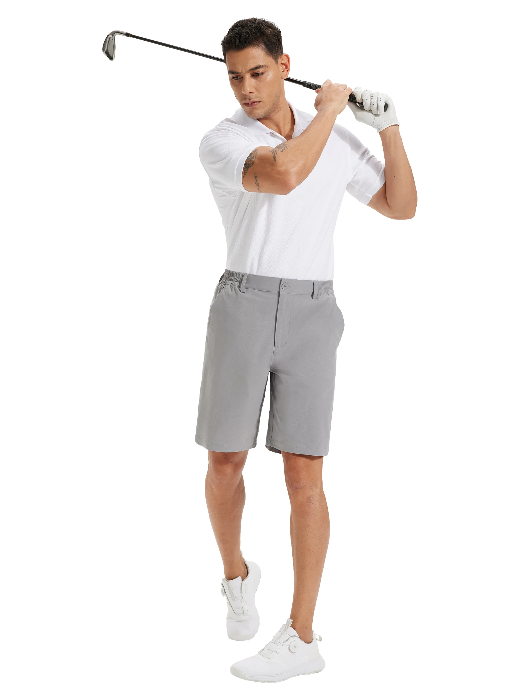 Sommer Herren Freizeitshorts Business- & Golf-Hosen, Atmungsaktive Relaxed-Fit-Shorts mit Schnellverschluss-Taschen – Detail 30