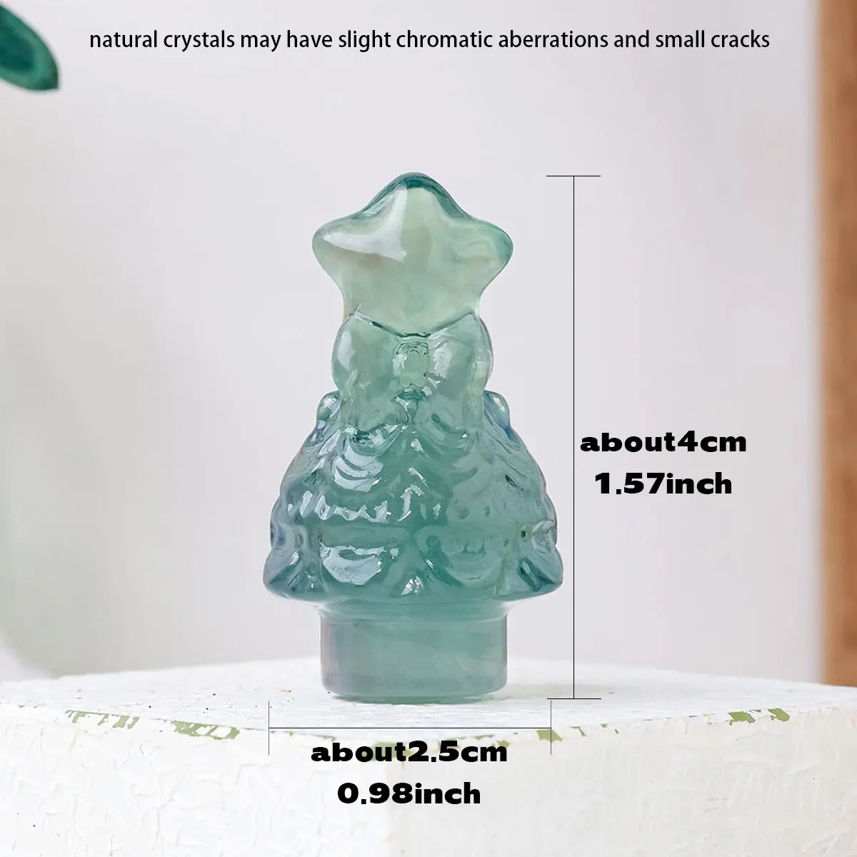 1pc Natural Crystal Green Fluorite Hand-Made Mold Christmas Tree Statue Mini Gem Carving Home Decoration Christmas Gifts Souveni