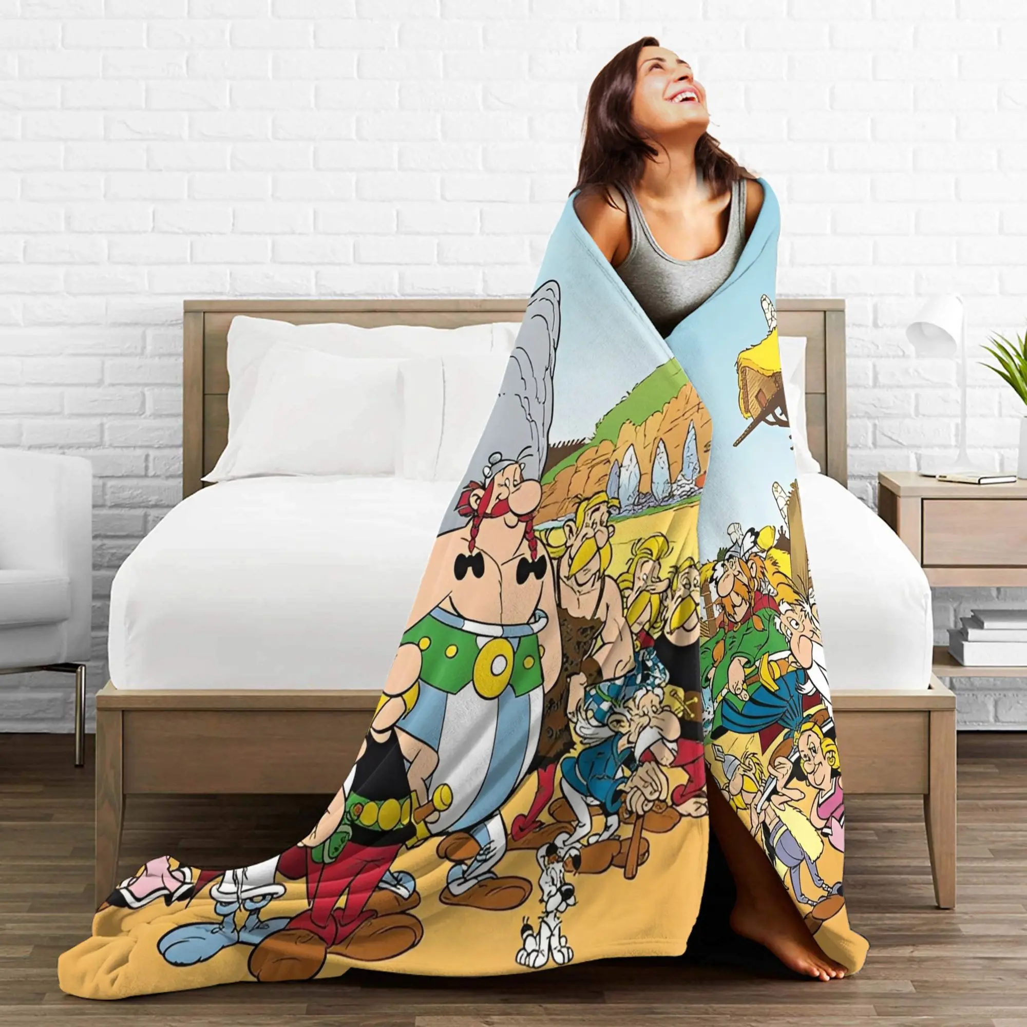 أستريكس مضحك كوميديا Obelixes البطانيات الكرتون الفانيلا الجدة الدافئة رمي البطانيات للمفرش كل موسم الأريكة