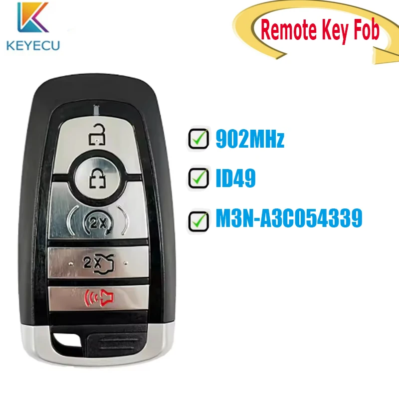 

KEYECU Remote Key FOB for Lincoln Navigator Nautilus Aviator Corsair Ford Mustang Edge Explorer 902MHz ID49 M3N-A3C054339