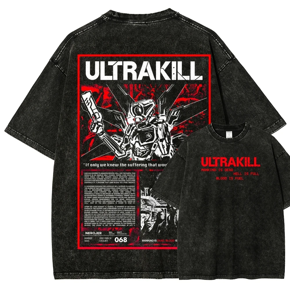 Ultrakill New Model personality Clothes Oversized Unisex Streetwear Trendy Cotton Vintage Loose Retro Fashion Breathable Couples