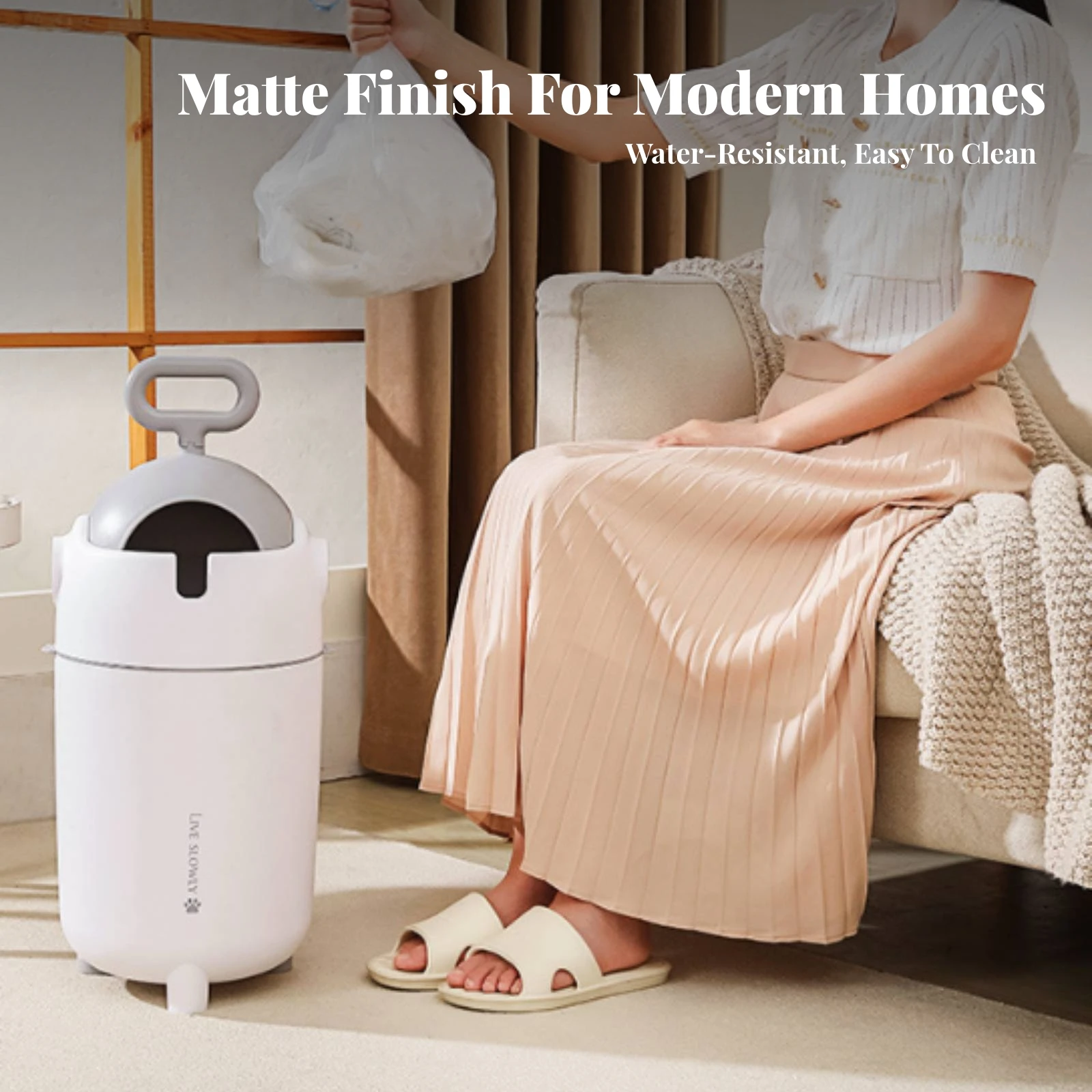 Diaper Pail Easy to Clean Bathroom Waste Bin Waste Bin with Handle Compact Trash Can with Inner Container Portable for Parents