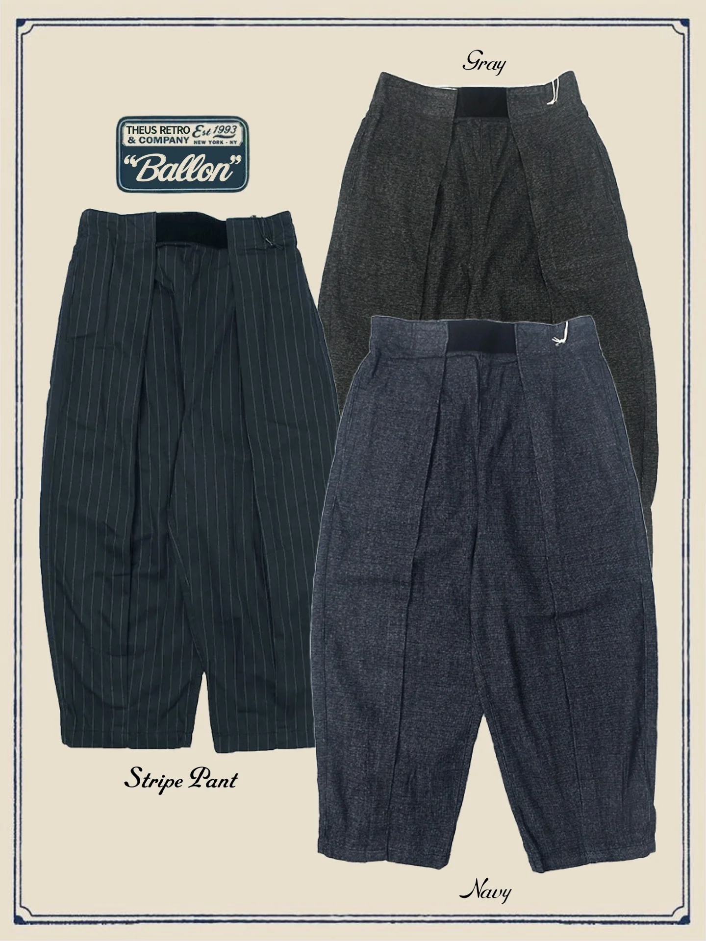 

Retro Japanese Magic Tape Balloon Pants Loose Fit Nine Points Gathered Summer Casual Trousers for Young Men mid Waist Elastic