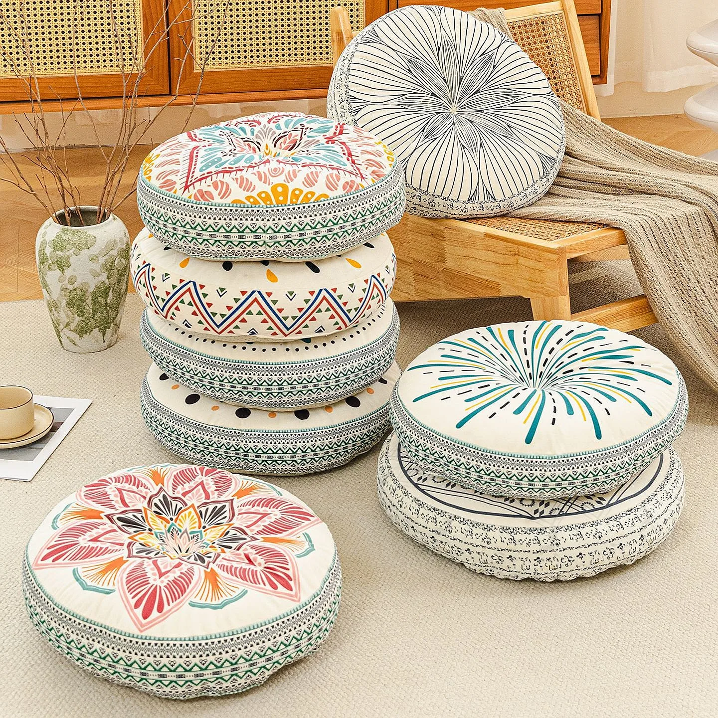 Thickened Living Room Sofa Cushion Home Rattan Chair Bed & Breakfast Tatami Multi-Functional Futon Seat Cushion Non-Slip Durable