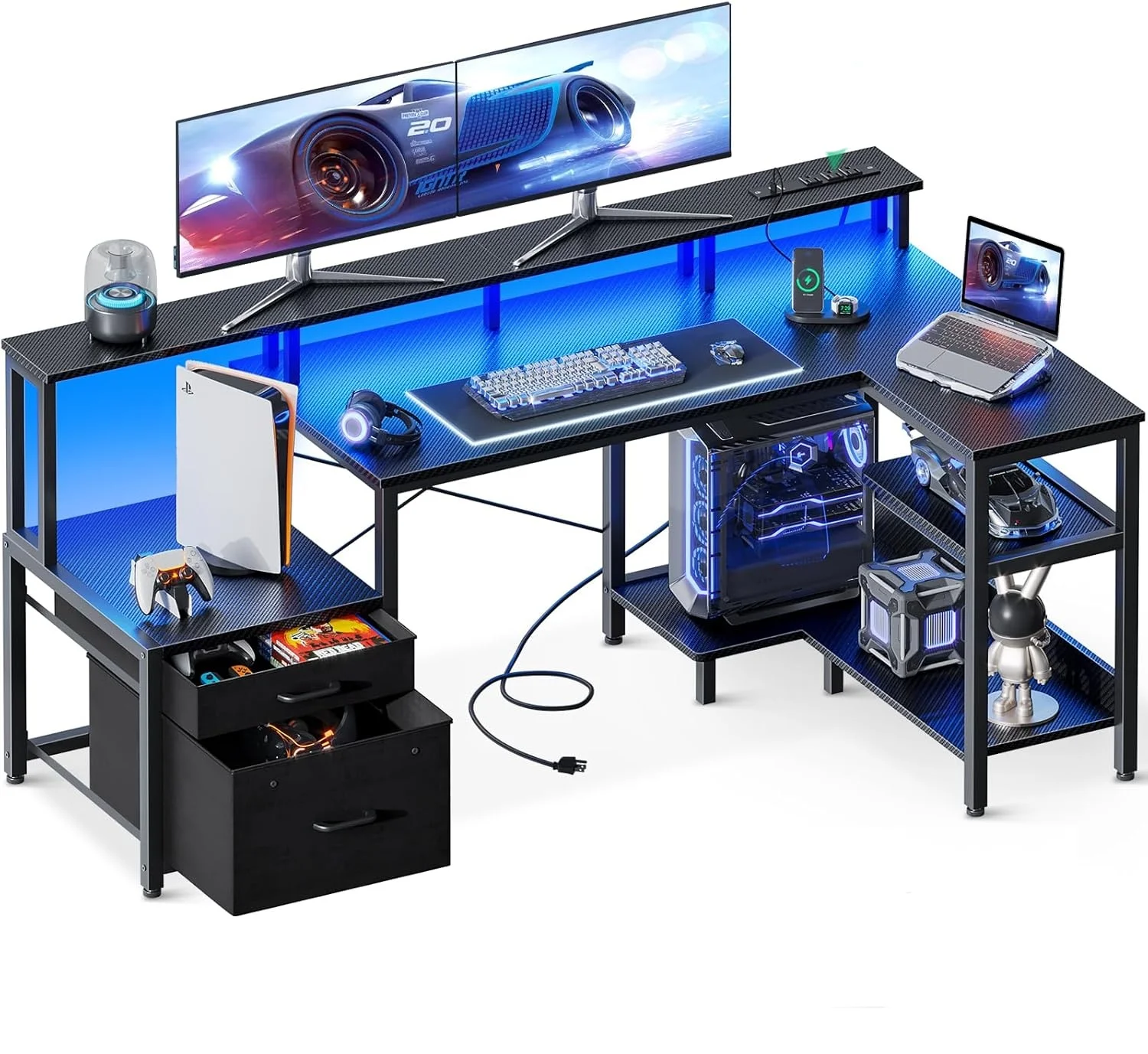 

！@Combohome L Shaped Gaming Computer Desk Study Writing Corner Gaming Table Desk for Pc Home Office Laptop Table