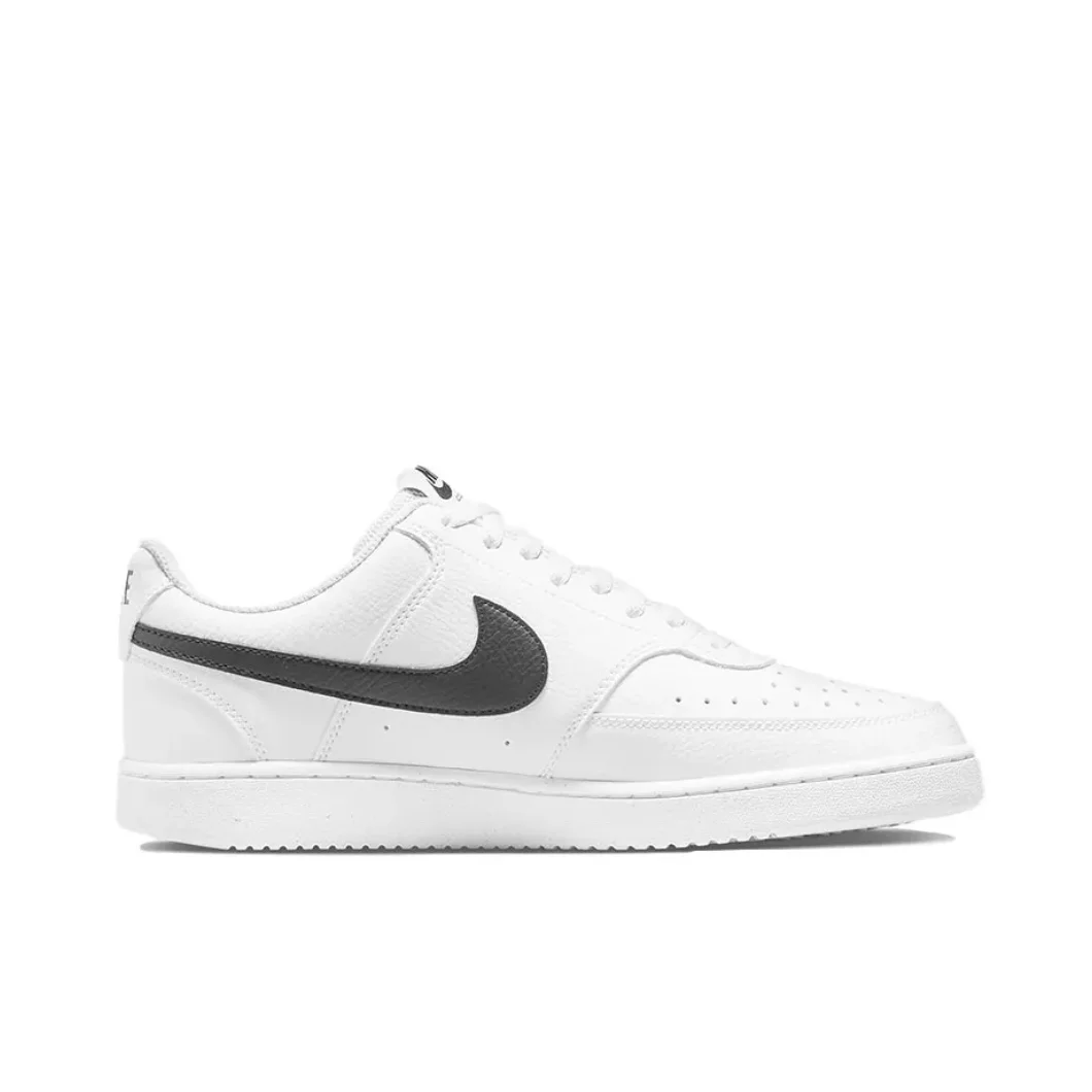 Nike Original COURT VISION 1 LOW Men's and Women's Fashion Thick Sole Slip Resistant Sneakers Black White