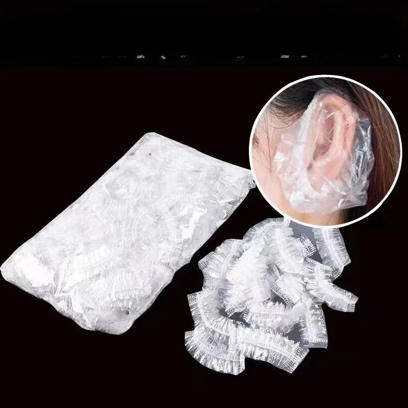

100pcs, Easy to use, One - off Earmuffs for Bath, Shower, Salon, Hair Dyeing, Disposable Waterproof Ear Cover Caps