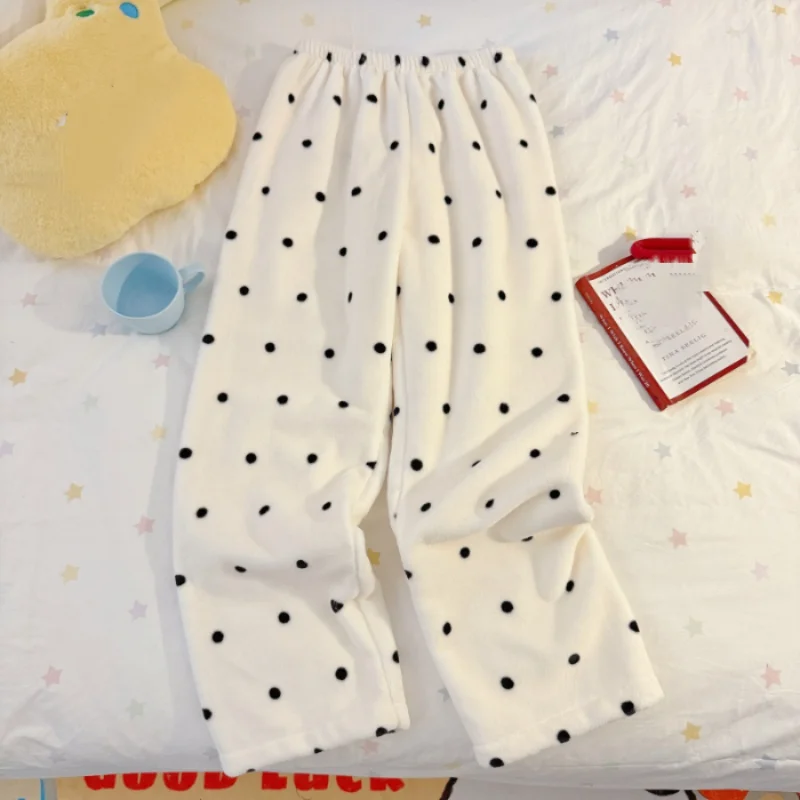 فتاة المرجان الصوف بنطلون بيجاما الخريف والشتاء لطيف رشاقته فضفاض طالب الدفء الحد الأدنى موضة المنزل السراويل الدوبامين الساخن