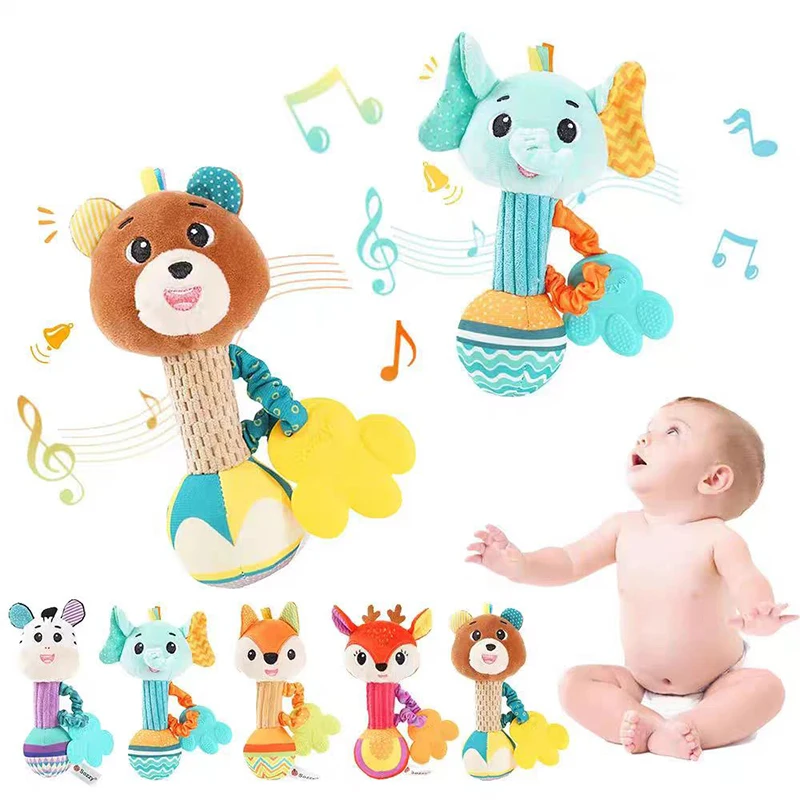 เด็กทารก Rattles ของเล่น Sensory ของเล่นตุ๊กตาการ์ตูนสัตว์ Hand Grip ของเล่นเด็ก 0-24 เดือน Shaker Crinkle Squeaky ทารกแรกเกิดของเล่น