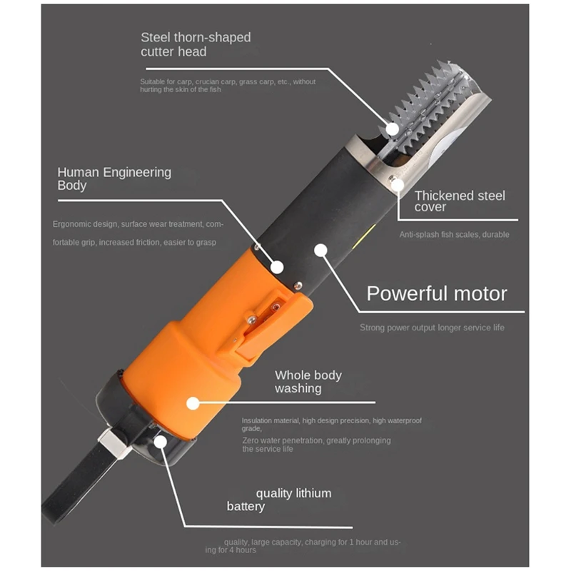 

Electric Fish Scaler Seafood Tool Cleaner Waterproof Portable Cleaner Eu Plug Easy To Use