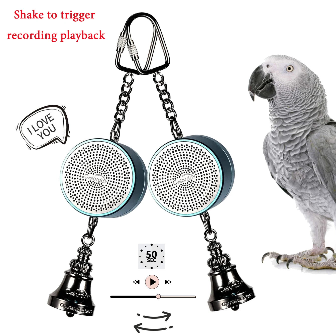 Parrot Toys to Teaching Training Bird Talking Coach Interactive Recording Playback Retell Electronic Voice Chewing Tearing  Bell