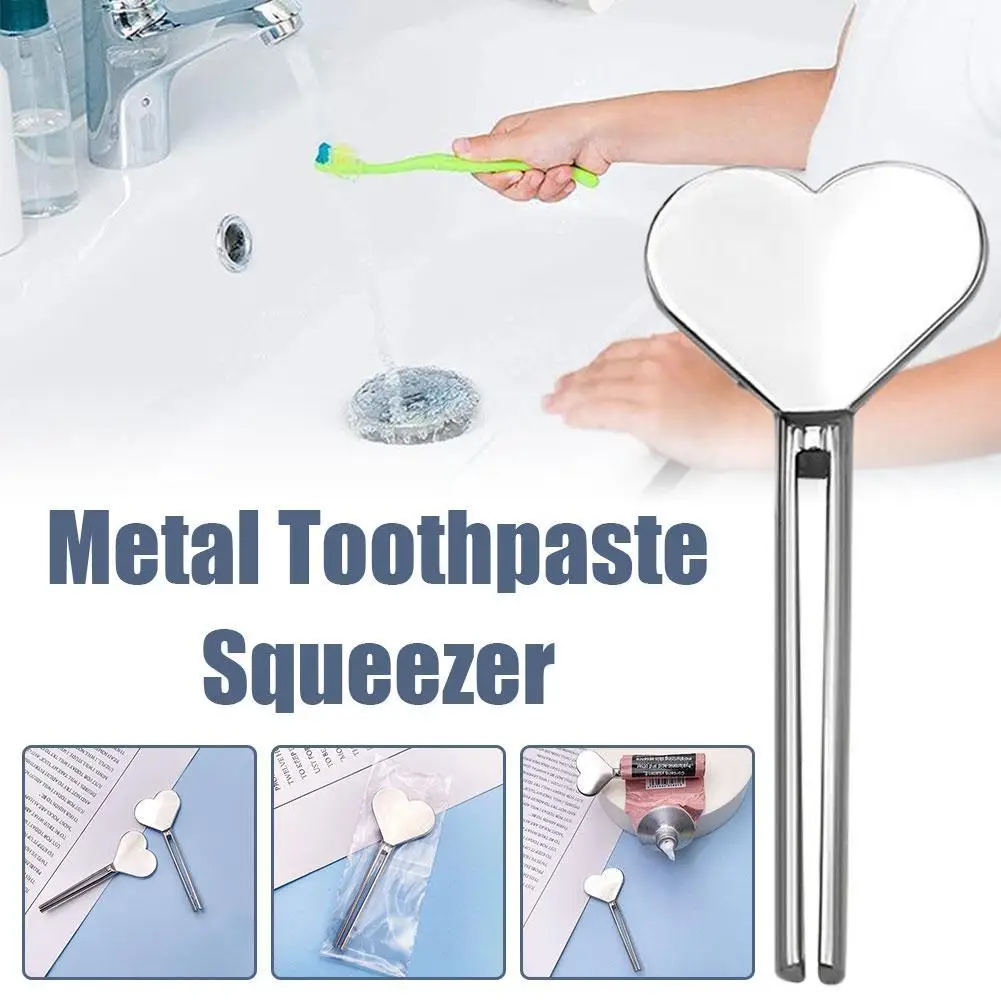 1 Stück manuelle Zahnpasta-Quetscher aus Metall, Herz-Quetscher aus Zinklegierung, Handcremetube, Schlüsselrollenset, Badezimmerzubehör