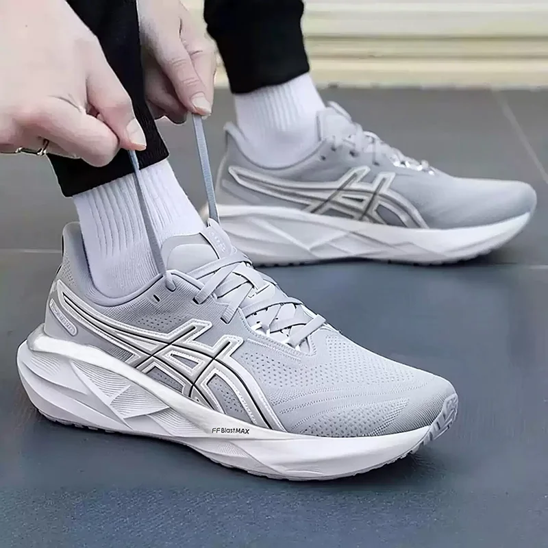 Asics  NOVABLAST 5 Light Grey Silver Breathable Mesh Lightweight Cushion Marathon Running Shoes 1011C185-020