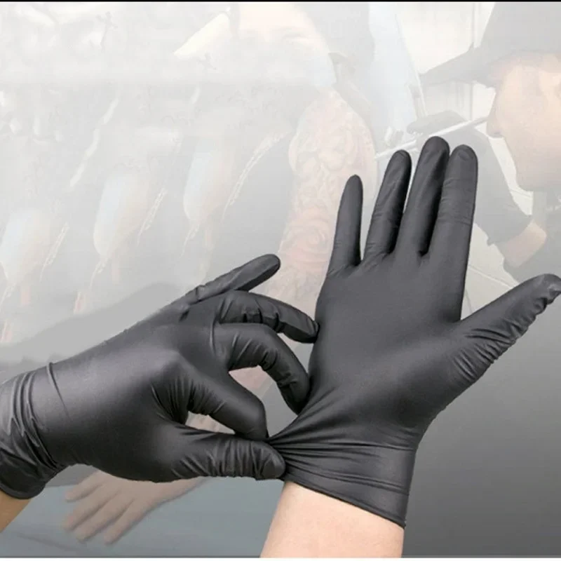 Universal Disposable nitrile gloves black gloves household food grade oil resistant acid alkali resistant non slip 30/50/100pcs