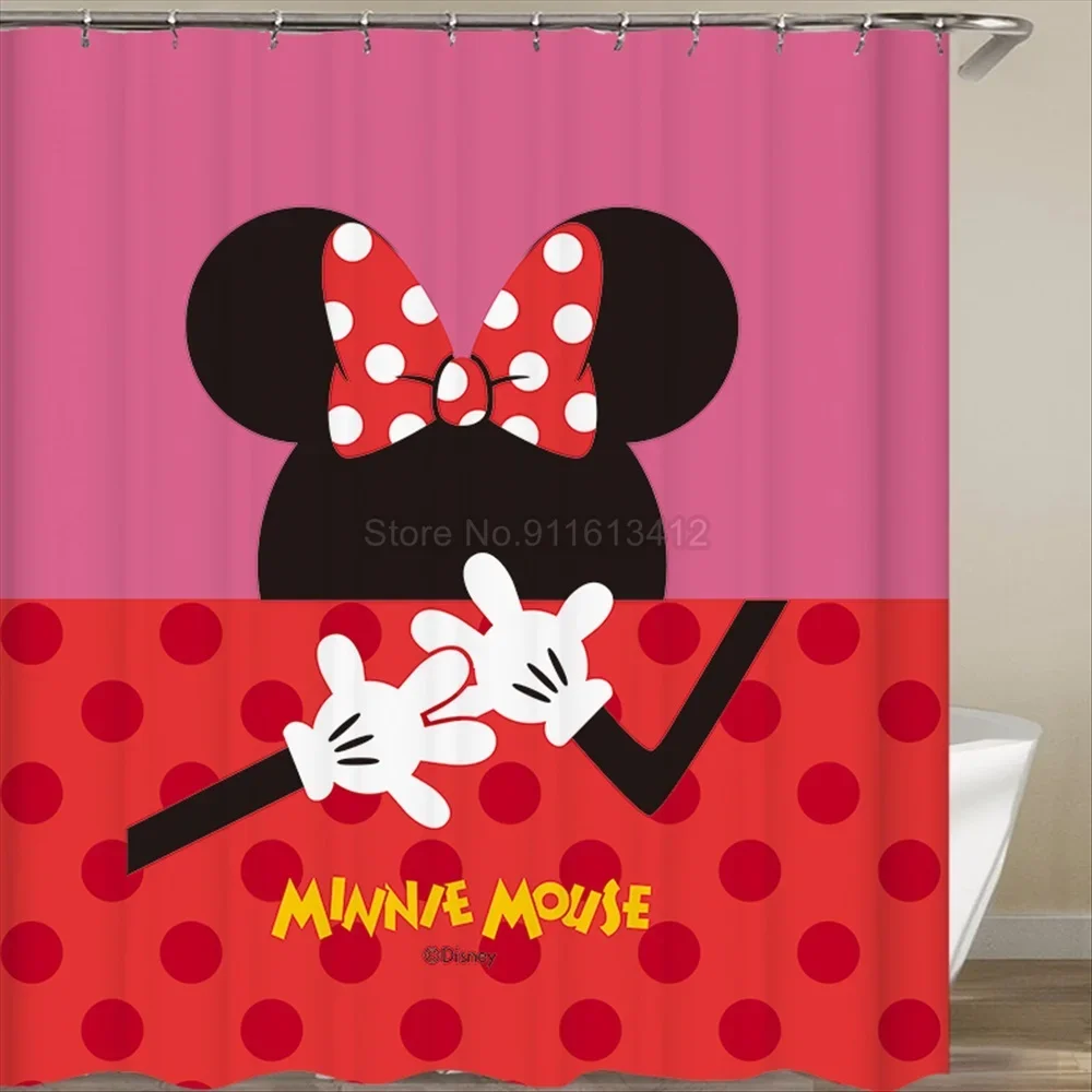 Christmas Gifts Mickey Mouse Minnie Shower Curtain for Bathroom Waterproof Cute Cartoon Pattern Bath Curtain with Hooks