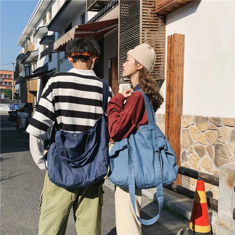 

Ins Diablo Japanese Korean version of simple fashion single shoulder canvas diagonal bag student schoolbags men and women trend